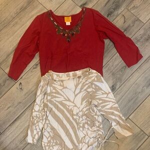Ruby Rd Red and Cream Blouses
